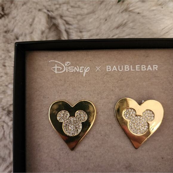 BAUBLEBAR NEW IN BOX GOLD DISNEY MICKEY MOUSE HEART EARRINGS - Picture 3 of 4